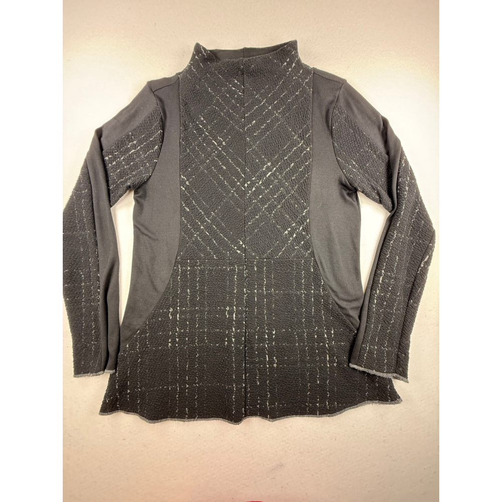 OZAI N KU Textured Panel Long Sleeve Tunic Top Women’s M Charcoal
